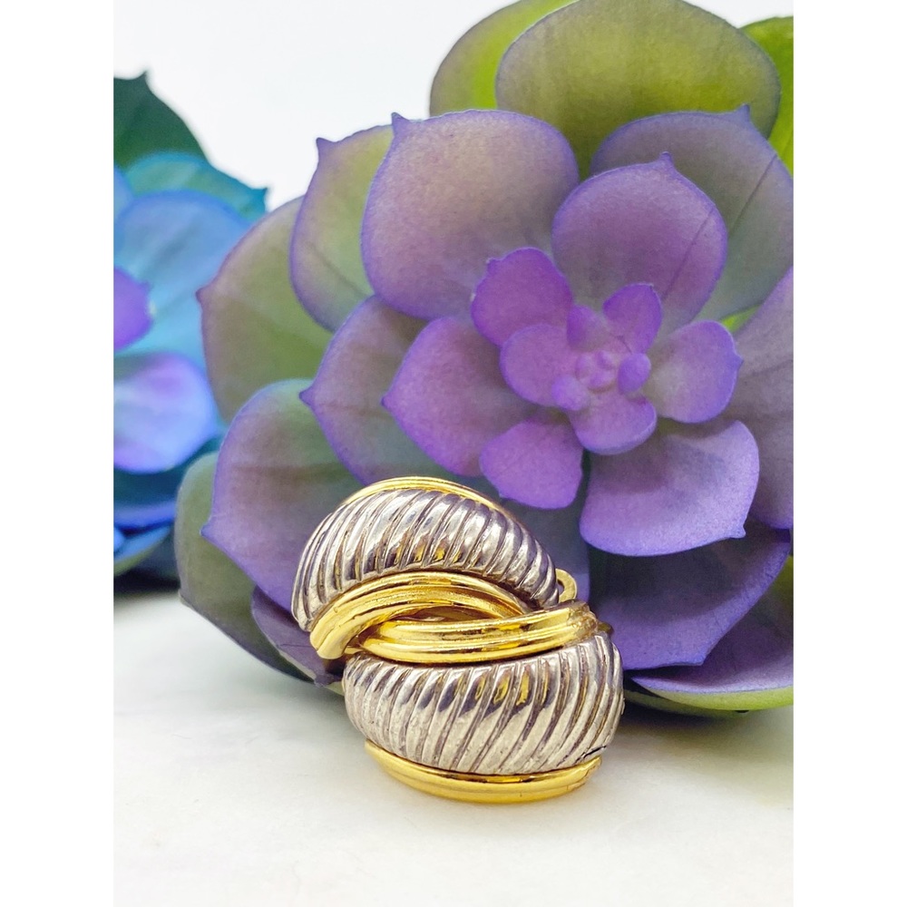Vintage Silver and Gold Clip on Earrings